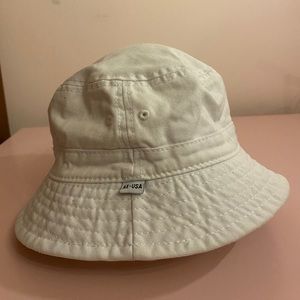 White bucket hat